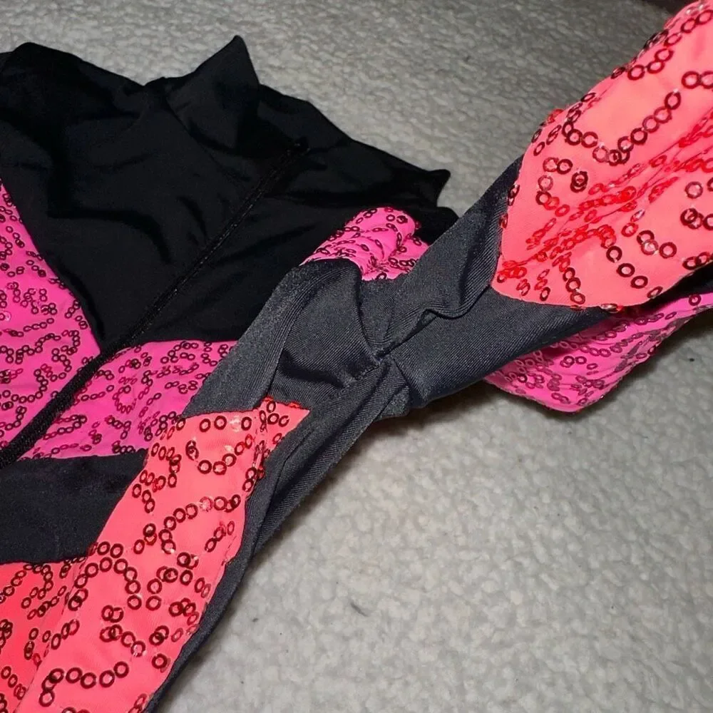 Weissman Showtime Girls Acro Dance Leotard Black Pink Size Medium